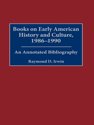 Books On Early American History And Culture 1986 1990 By